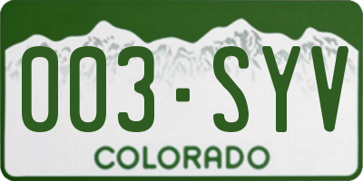 CO license plate 003SYV