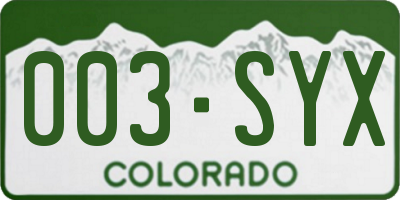 CO license plate 003SYX