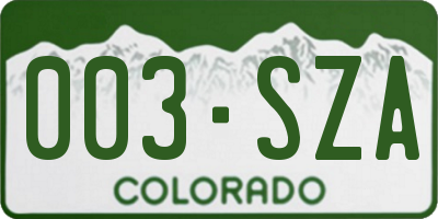CO license plate 003SZA