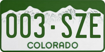 CO license plate 003SZE