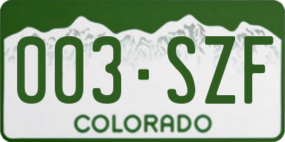 CO license plate 003SZF