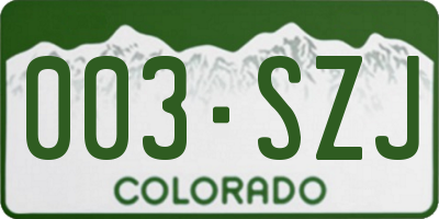 CO license plate 003SZJ