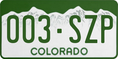 CO license plate 003SZP