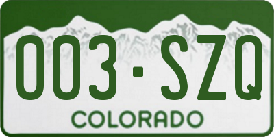 CO license plate 003SZQ