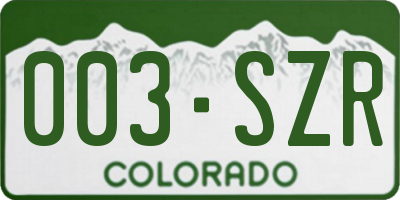 CO license plate 003SZR