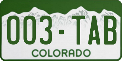 CO license plate 003TAB