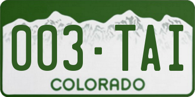 CO license plate 003TAI