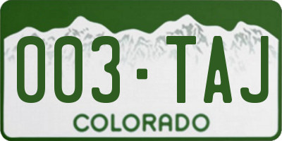 CO license plate 003TAJ
