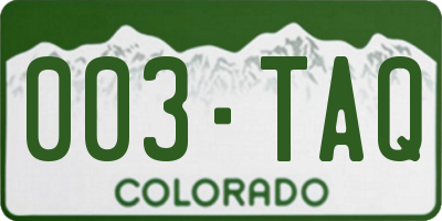 CO license plate 003TAQ