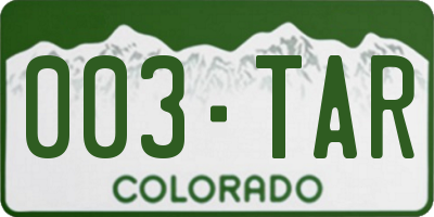CO license plate 003TAR