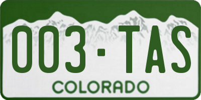 CO license plate 003TAS