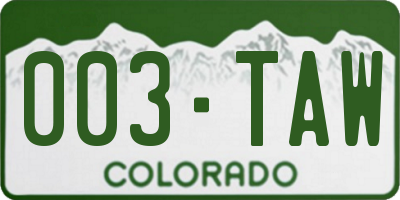 CO license plate 003TAW