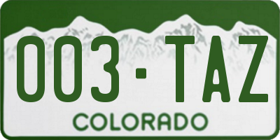 CO license plate 003TAZ
