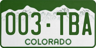 CO license plate 003TBA