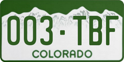 CO license plate 003TBF