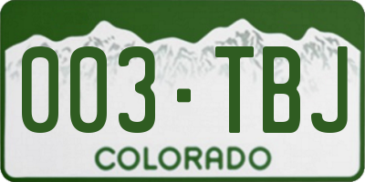 CO license plate 003TBJ