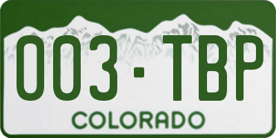 CO license plate 003TBP