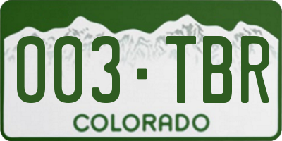 CO license plate 003TBR