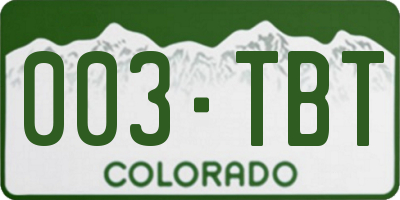 CO license plate 003TBT