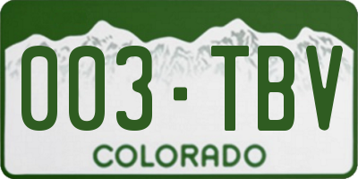 CO license plate 003TBV