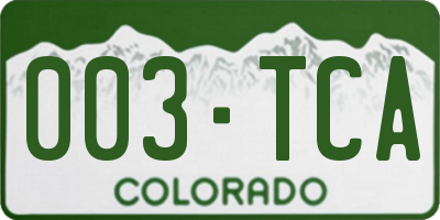 CO license plate 003TCA