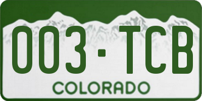 CO license plate 003TCB
