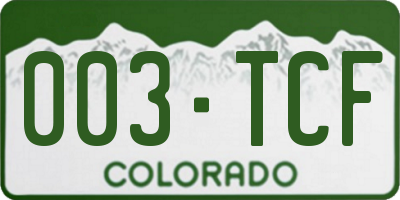 CO license plate 003TCF