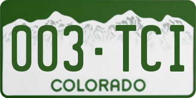 CO license plate 003TCI