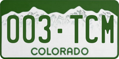 CO license plate 003TCM