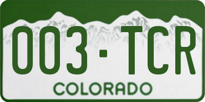 CO license plate 003TCR