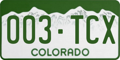 CO license plate 003TCX