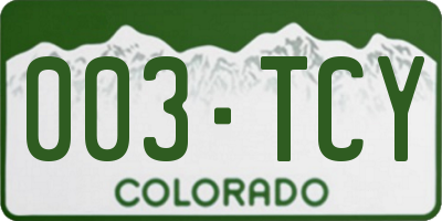 CO license plate 003TCY
