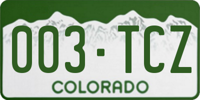 CO license plate 003TCZ
