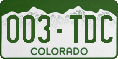 CO license plate 003TDC