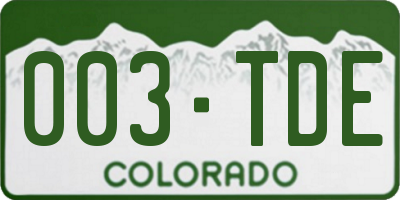 CO license plate 003TDE