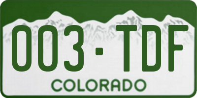CO license plate 003TDF