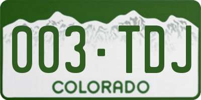 CO license plate 003TDJ
