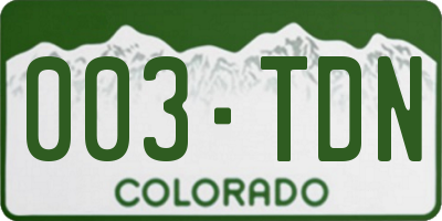 CO license plate 003TDN