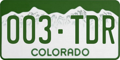 CO license plate 003TDR