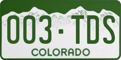 CO license plate 003TDS
