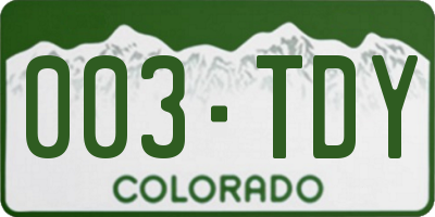 CO license plate 003TDY