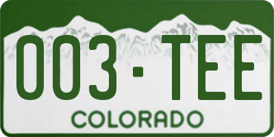 CO license plate 003TEE