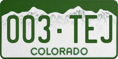 CO license plate 003TEJ