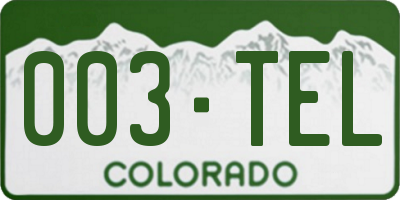 CO license plate 003TEL