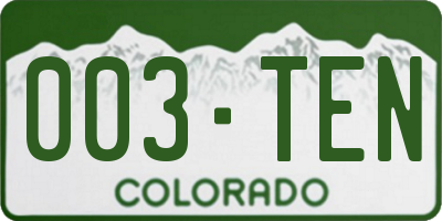 CO license plate 003TEN