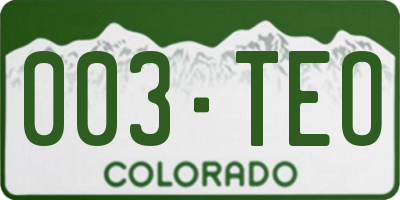 CO license plate 003TEO