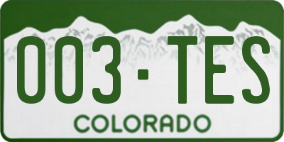 CO license plate 003TES