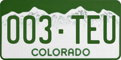 CO license plate 003TEU