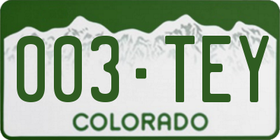 CO license plate 003TEY