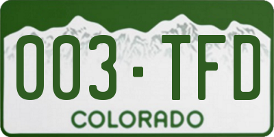 CO license plate 003TFD
